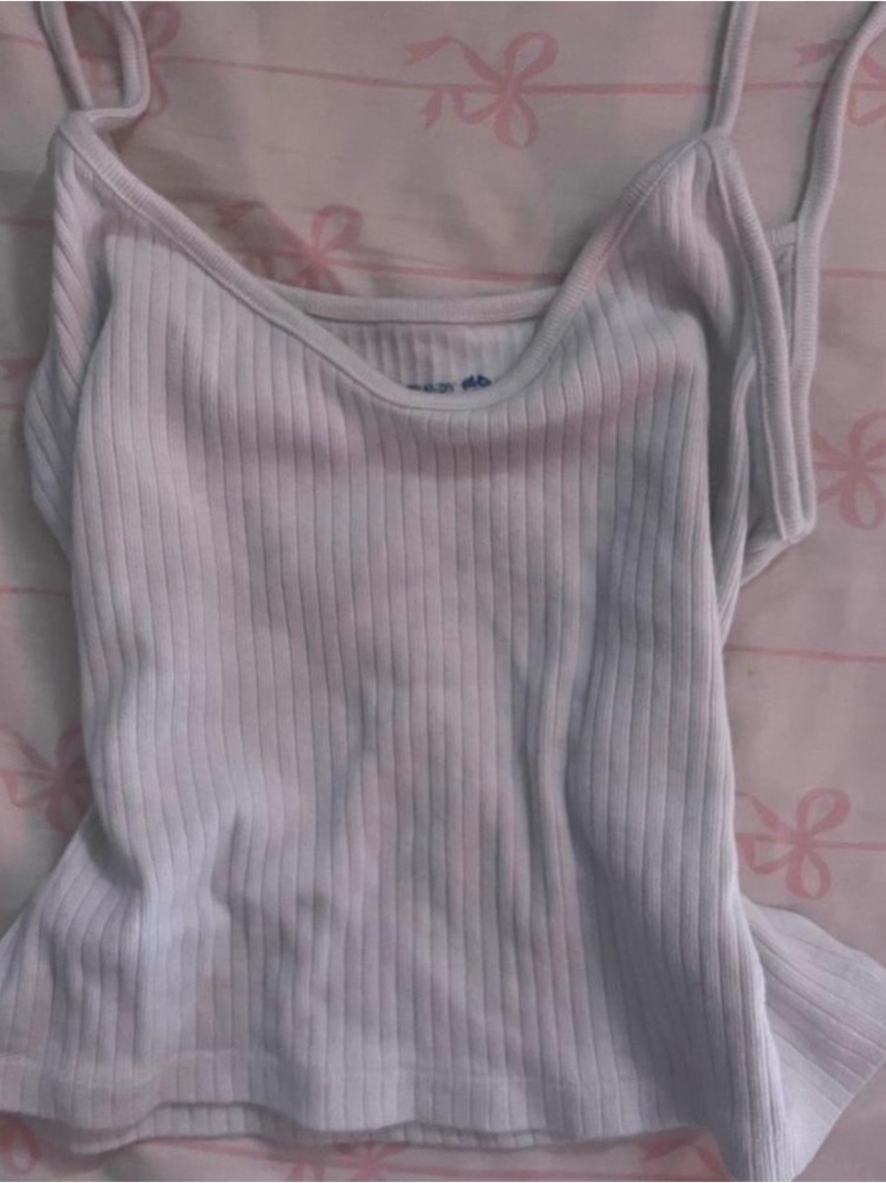 Brandy Melville Ribbed Spaghetti-Strap Tank - white